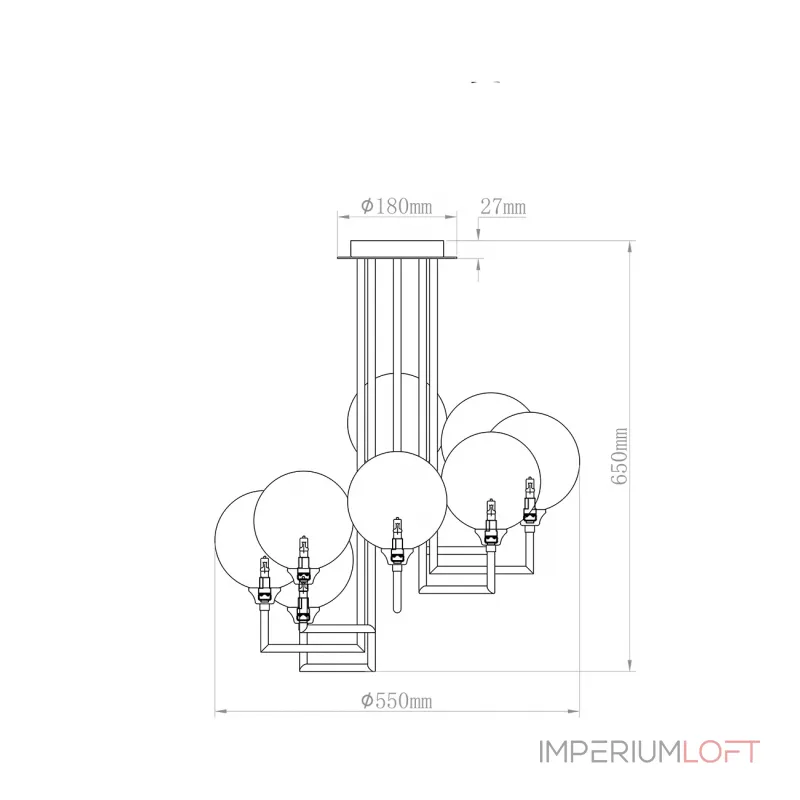 Люстра на штанге K2KG01P-8G