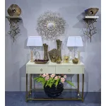 Консоль со стеклянной бежевой столешницей KFC762E7 от ImperiumLoft