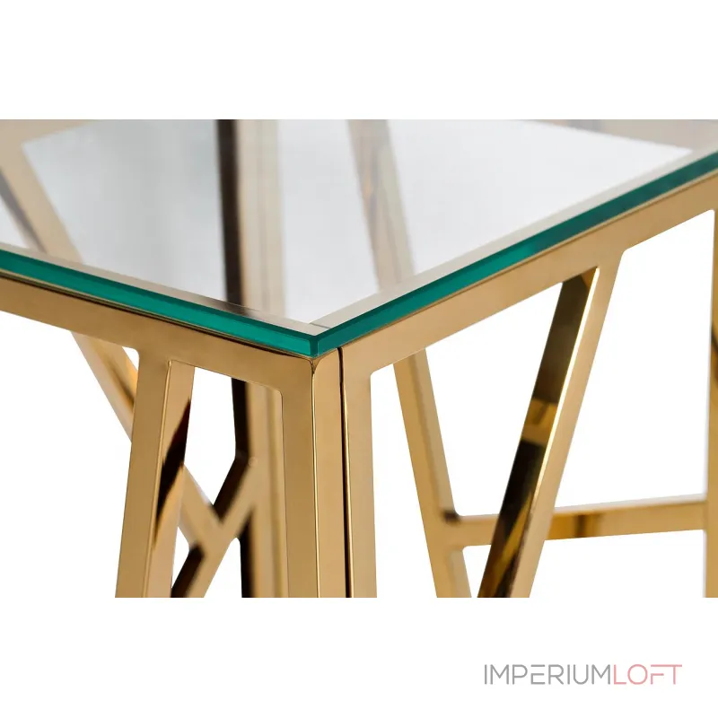 Столик журнальный высокий со стеклом 47ED-FS015GOLD от ImperiumLoft