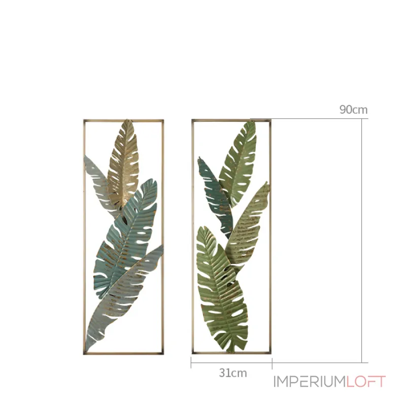 Дизайнерский настенный декор листья в рамке LaLume-KKK00123 от ImperiumLoft