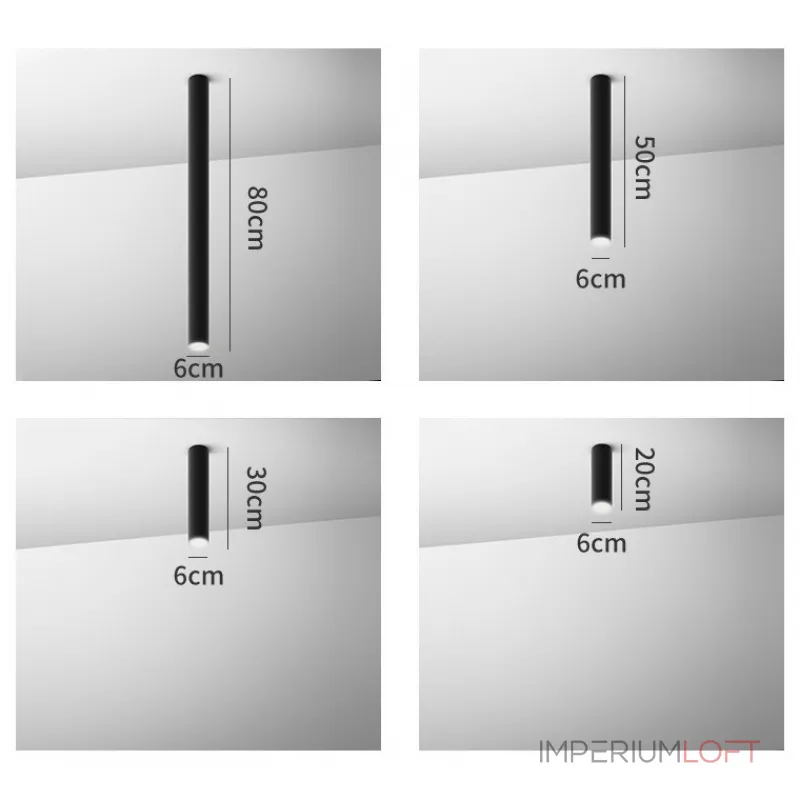 Потолочный светильник LINE H80 Black от ImperiumLoft