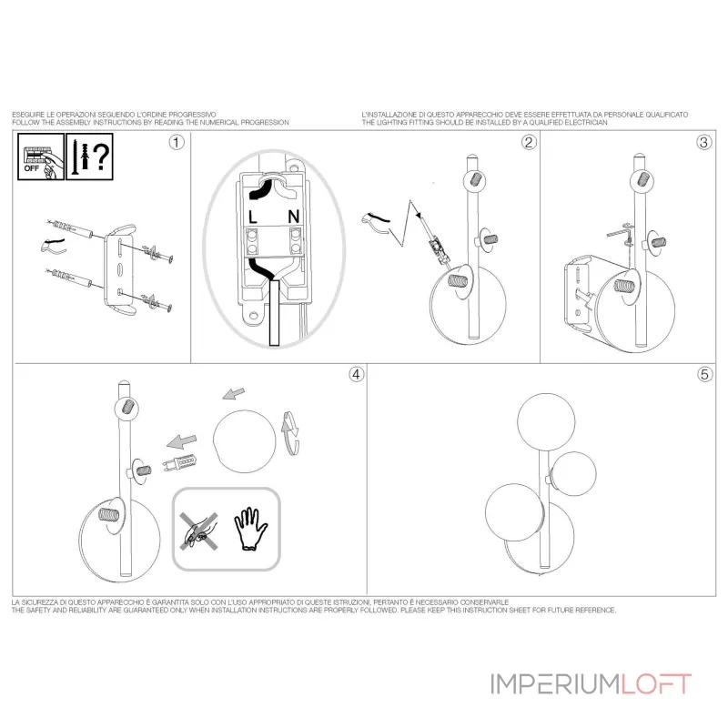 Настенный светильник Ideal Lux PERLAGE 283784 от ImperiumLoft Настенный светильник Ideal Lux PERLAGE 283784 от ImperiumLoft