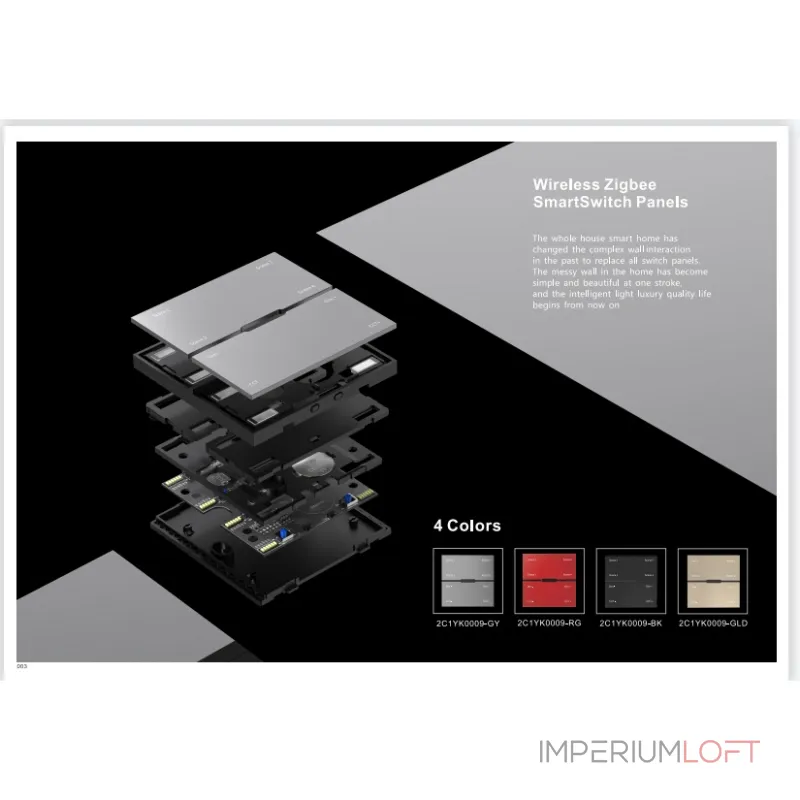 Смарт выключатель проводной (Zigbee) iLEDEX TECHNICAL VISION INN SP 48V-4-BK от ImperiumLoft Смарт выключатель проводной (Zigbee) iLEDEX TECHNICAL VISION INN SP 48V-4-BK от ImperiumLoft