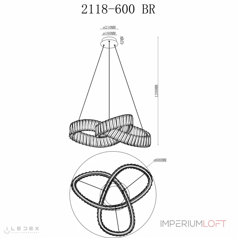 Подвесная люстра iLedex Woodstock 2118-D600 BR Подвесная люстра iLedex Woodstock 2118-D600 BR
