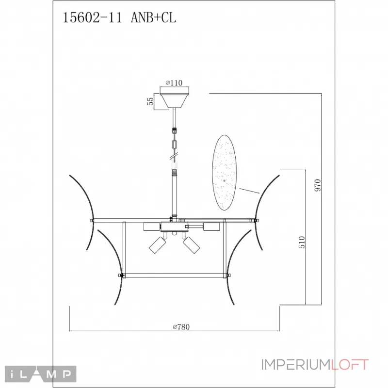 Подвесная люстра iLamp Gramercy 15602-11 ANB+CL Подвесная люстра iLamp Gramercy 15602-11 ANB+CL