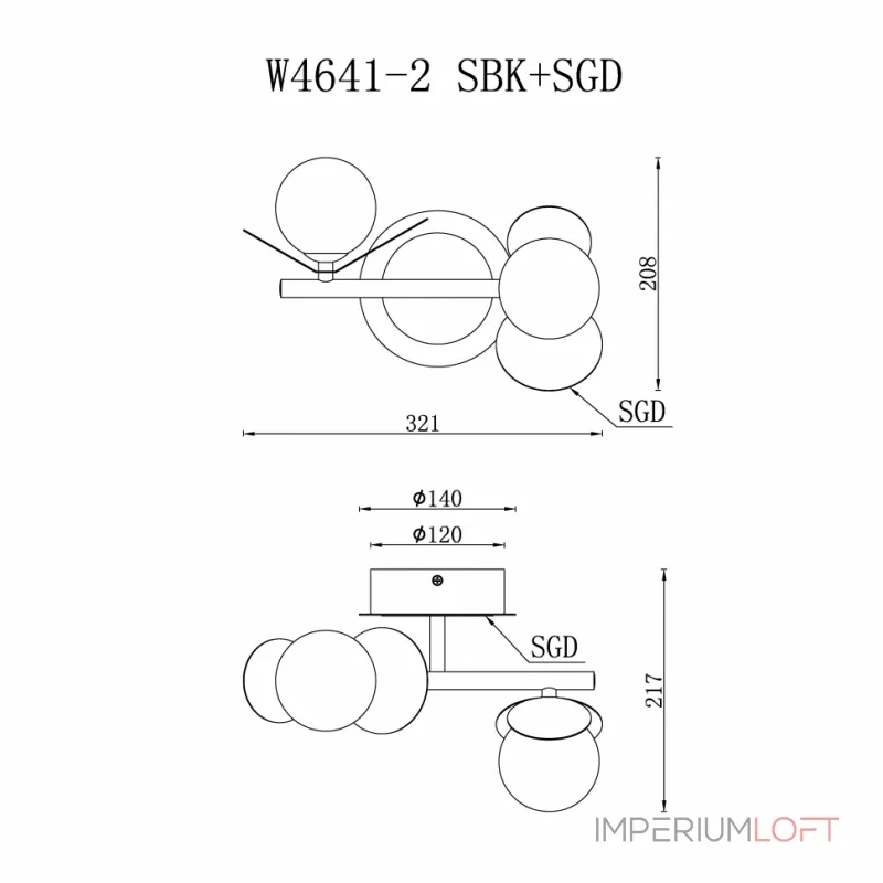 Светильник настенный iLEDEX Savage W4641-2 MBK+SGD от ImperiumLoft