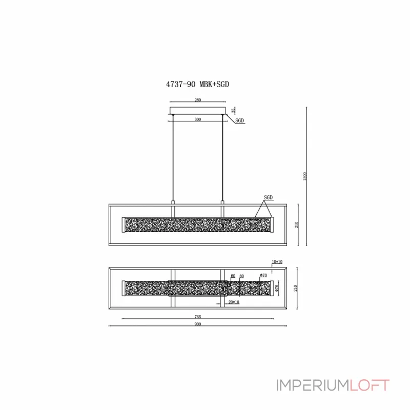Подвесной светильник iLEDEX Look 4737-90 MBK+SGD Подвесной светильник iLEDEX Look 4737-90 MBK+SGD