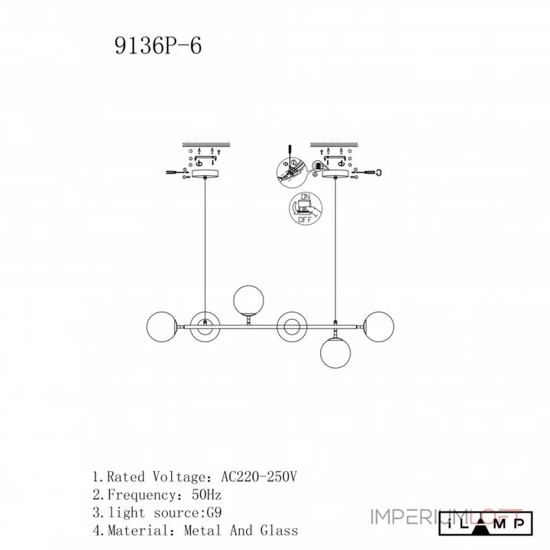 Подвесной светильник iLamp GOLDEN 9136P/6 BLACK&WHITE Подвесной светильник iLamp GOLDEN 9136P/6 BLACK&WHITE