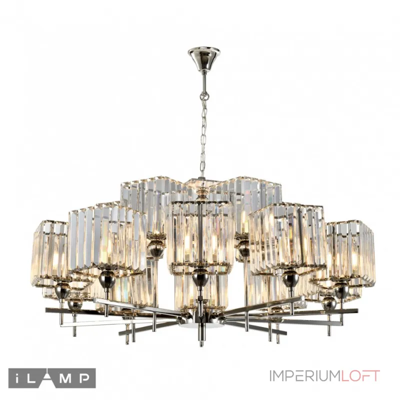 Подвесная люстра iLamp STATEN ISLAND P9514-10+5 NICKEL