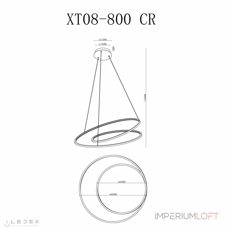 Подвесная люстра iLedex Axis XT08-D800 CR