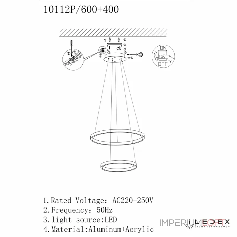Подвесная люстра iLedex AXIS 10112P/2-39W-3000K (6/4) BRASS Подвесная люстра iLedex AXIS 10112P/2-39W-3000K (6/4) BRASS