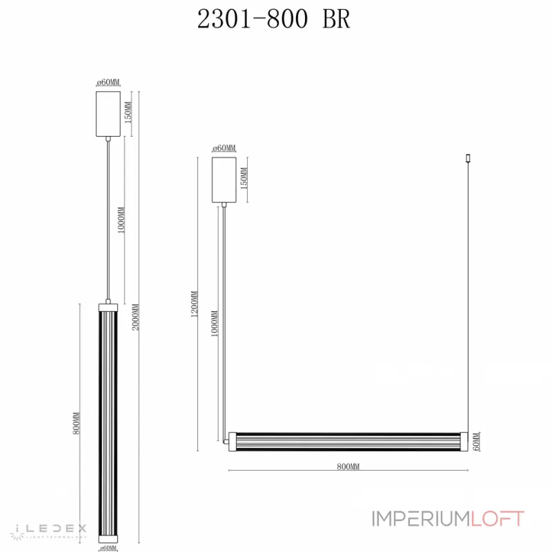 Подвесной светильник iLedex Rocks 2301-800 BR Подвесной светильник iLedex Rocks 2301-800 BR