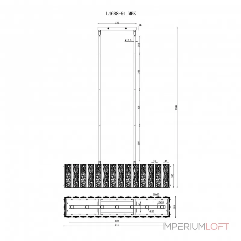 Подвесной светильник iLAMP Panorama L4688-91 MBK Подвесной светильник iLAMP Panorama L4688-91 MBK