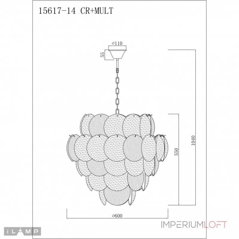 Подвесная люстра iLamp Rivoli 15617-14 CR+MULT Подвесная люстра iLamp Rivoli 15617-14 CR+MULT