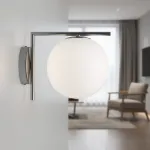 Бра FlexIC Lights Family Michael Anastassiades Chrome со стеклянным плафоном в форме шара от ImperiumLoft
