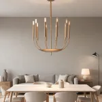 Люстра на штанге RH Quenouilles Round Chandelier D600 Brass в индустриальном стиле от ImperiumLoft