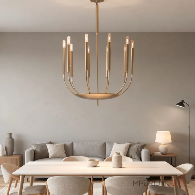 Люстра на штанге RH Quenouilles Round Chandelier D600 Brass в индустриальном стиле от ImperiumLoft Люстра на штанге RH Quenouilles Round Chandelier D600 Brass в индустриальном стиле от ImperiumLoft