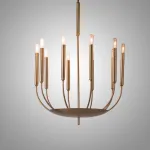 Люстра на штанге RH Quenouilles Round Chandelier D600 Brass в индустриальном стиле от ImperiumLoft