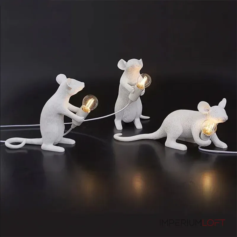 Настольная лампа Mouse Lying White с оригинальным оформлением в виде милой мышки от ImperiumLoft Настольная лампа Mouse Lying White с оригинальным оформлением в виде милой мышки от ImperiumLoft