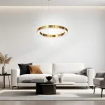Подвесная люстра Light Ring Horizontal D120 Золотой с акриловым плафоном от ImperiumLoft