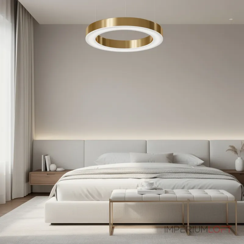 Подвесная люстра Light Ring Horizontal D50 Золотой с акриловым плафоном от ImperiumLoft