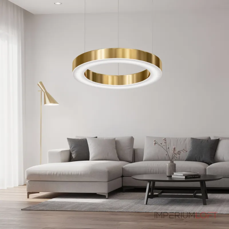 Подвесная люстра Light Ring Horizontal D50 Золотой с акриловым плафоном от ImperiumLoft