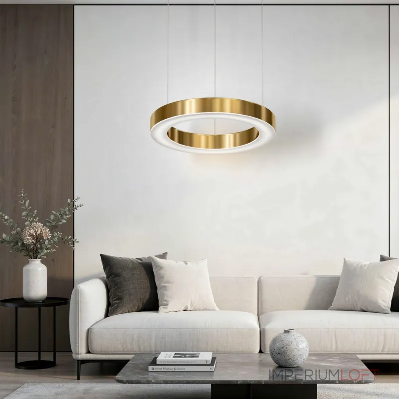 Подвесная люстра Light Ring Horizontal D50 Золотой с акриловым плафоном от ImperiumLoft
