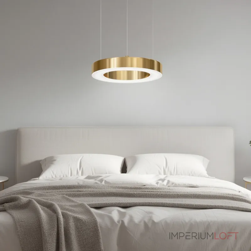Подвесная люстра Light Ring Horizontal D30 Золотой с акриловым плафоном от ImperiumLoft