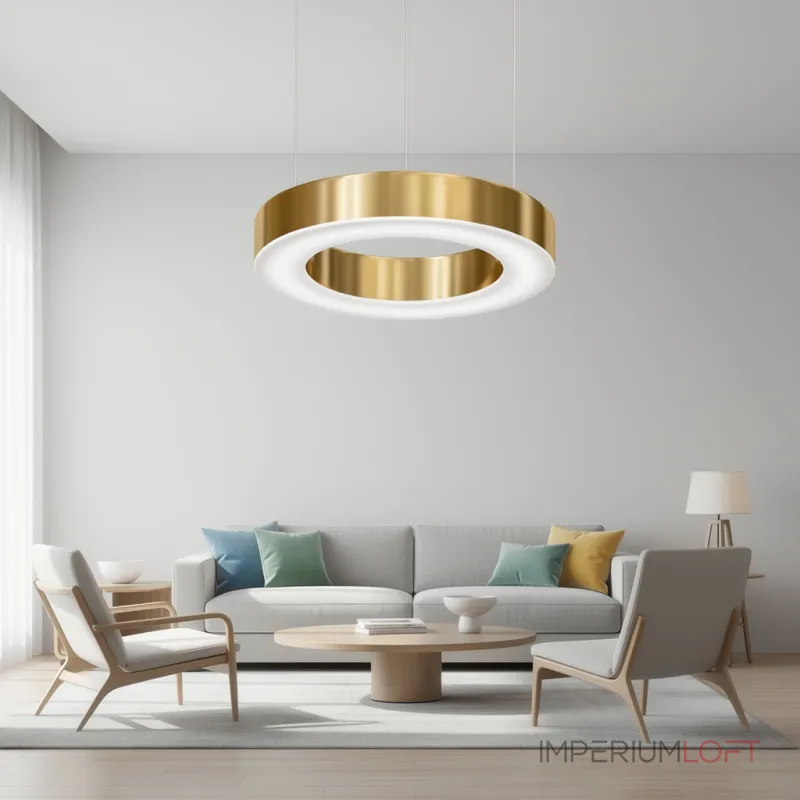Подвесная люстра Light Ring Horizontal D30 Золотой с акриловым плафоном от ImperiumLoft