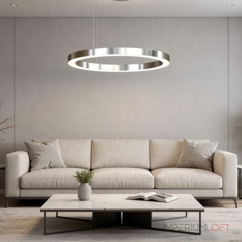 Подвесная люстра Light Ring Horizontal D120 Хром с акриловым плафоном от ImperiumLoft Подвесная люстра Light Ring Horizontal D120 Хром с акриловым плафоном от ImperiumLoft