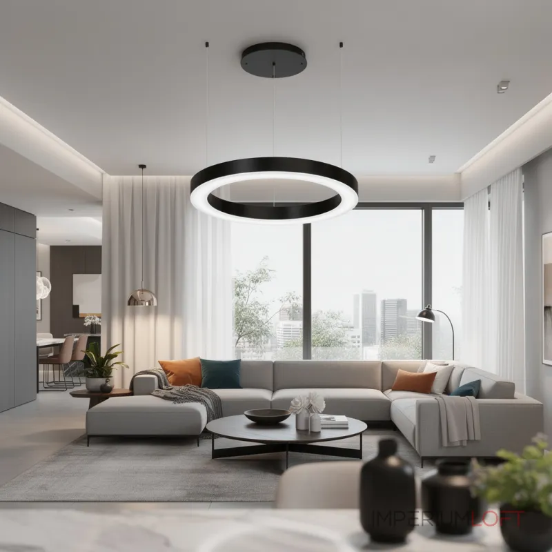 Подвесная люстра Light Ring Horizontal D50 Чёрный с акриловым плафоном от ImperiumLoft Подвесная люстра Light Ring Horizontal D50 Чёрный с акриловым плафоном от ImperiumLoft