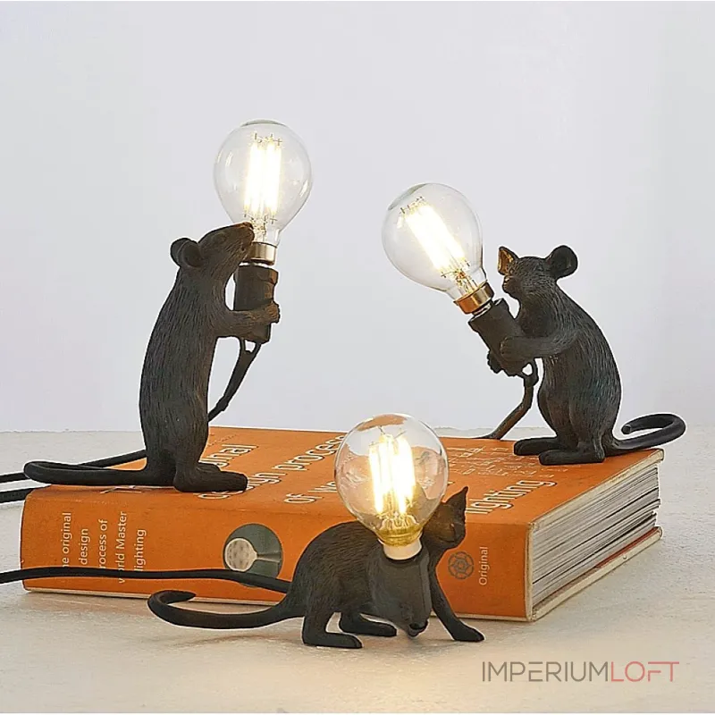 Настольная лампа Mouse Lying Black с оригинальным оформлением в виде милой мышки от ImperiumLoft Настольная лампа Mouse Lying Black с оригинальным оформлением в виде милой мышки от ImperiumLoft