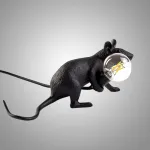 Настольная лампа Mouse Lying Black с оригинальным оформлением в виде милой мышки от ImperiumLoft