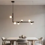 Подвесной светильник LINDA LONG P6 Black Double со стеклянными двойными шарами от ImperiumLoft