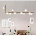 Подвесной светильник LINDA LONG P10 Gold Double со стеклянными двойными шарами от ImperiumLoft