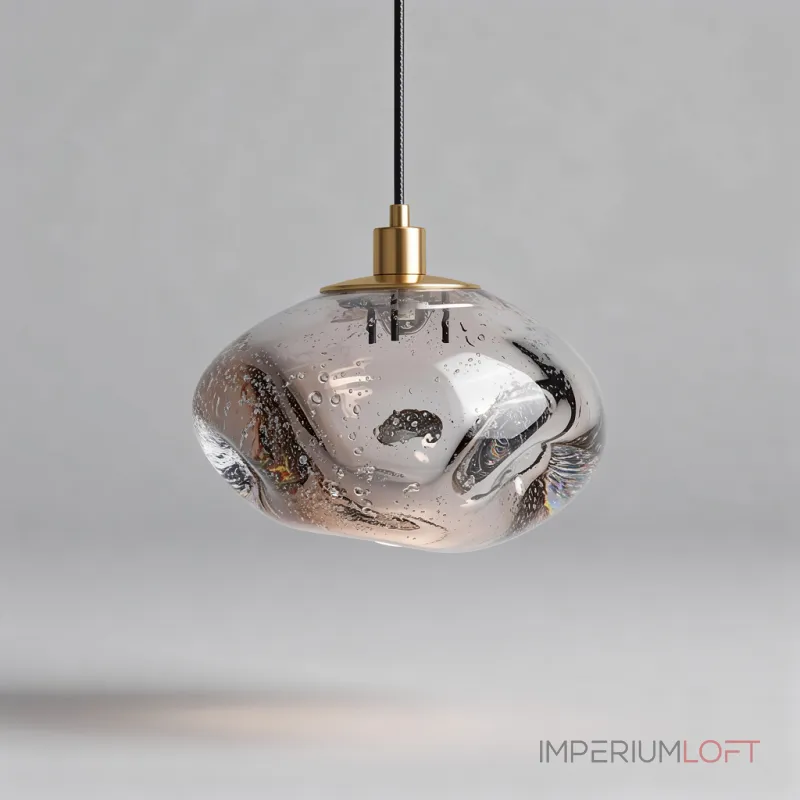 Подвесной светильник ANSEL A Transparent Brass с плафоном неправильной формы из стекла ручной работы с эффектом воздушных пузырьков от ImperiumLoft Подвесной светильник ANSEL A Transparent Brass с плафоном неправильной формы из стекла ручной работы с эффектом воздушных пузырьков от ImperiumLoft