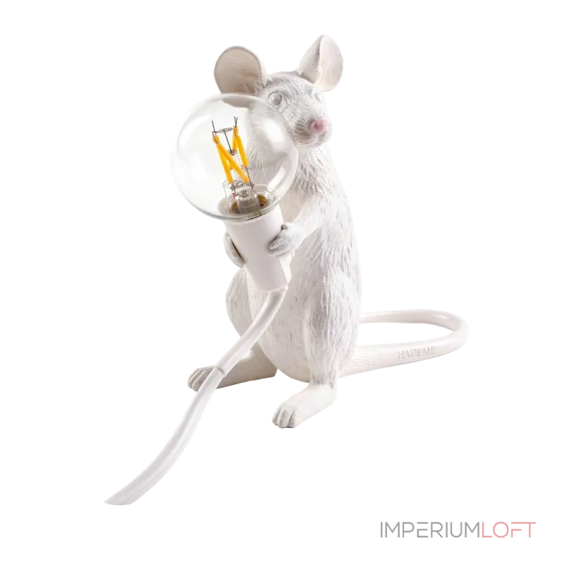 Настольная лампа Mouse Standing White Left с оригинальным оформлением в виде милой мышки от ImperiumLoft Настольная лампа Mouse Standing White Left с оригинальным оформлением в виде милой мышки от ImperiumLoft