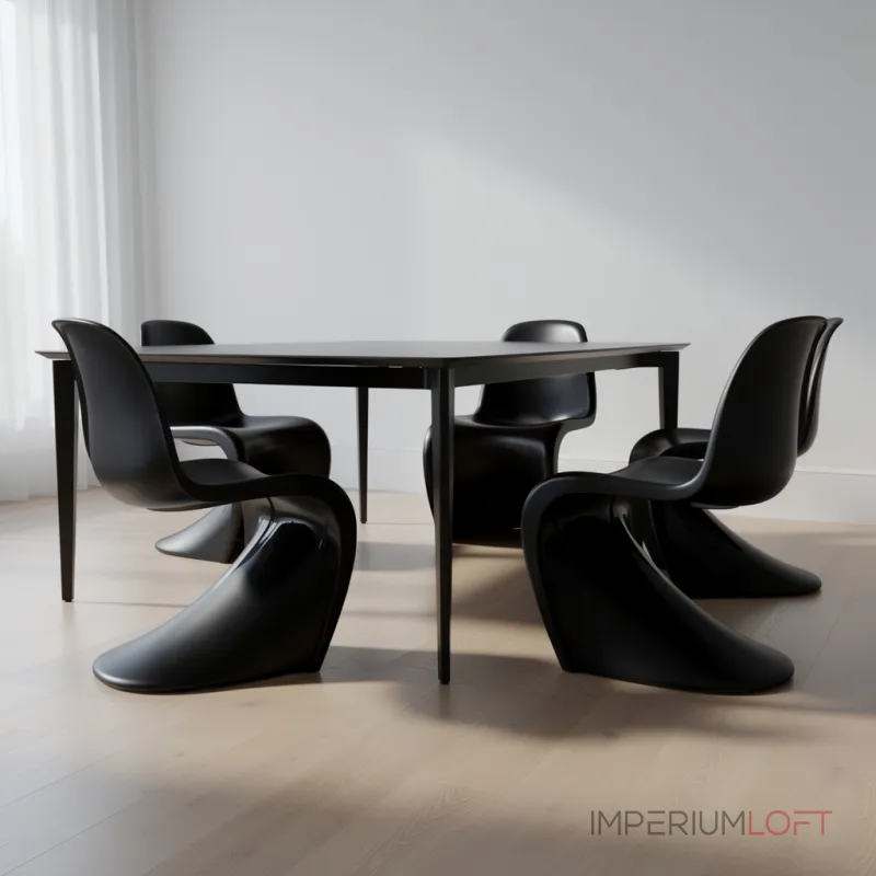 Стул Panton Black изогнутой формы от LaLume Стул Panton Black изогнутой формы от LaLume