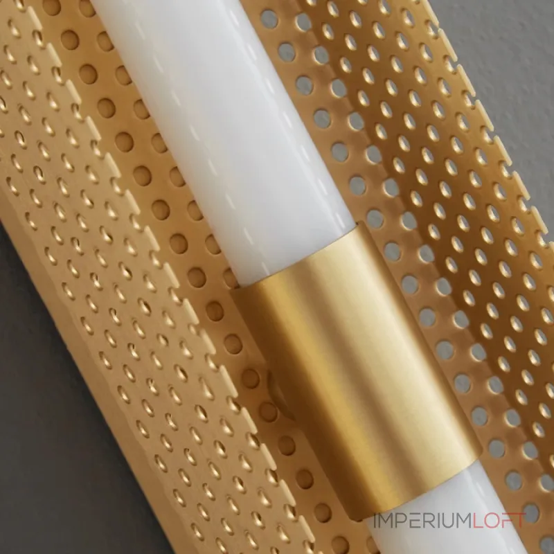 Серия светодиодных настенных светильников с удлиненным цилиндрическим плафоном и антибликовой решеткой по бокам Бра ERKER WALL H60 Brass от ImperiumLoft