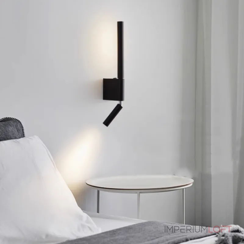 Минималистичный светодиодный настенный светильник с поворотным удлиненным источником рассеянного света и спотом для чтения Бра VILGOT от ImperiumLoft