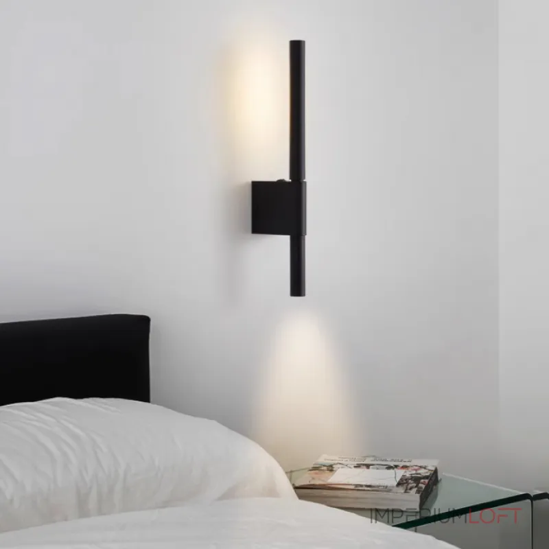 Минималистичный светодиодный настенный светильник с поворотным удлиненным источником рассеянного света и спотом для чтения Бра VILGOT от ImperiumLoft