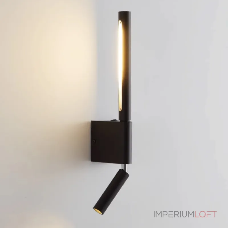 Минималистичный светодиодный настенный светильник с поворотным удлиненным источником рассеянного света и спотом для чтения Бра VILGOT от ImperiumLoft