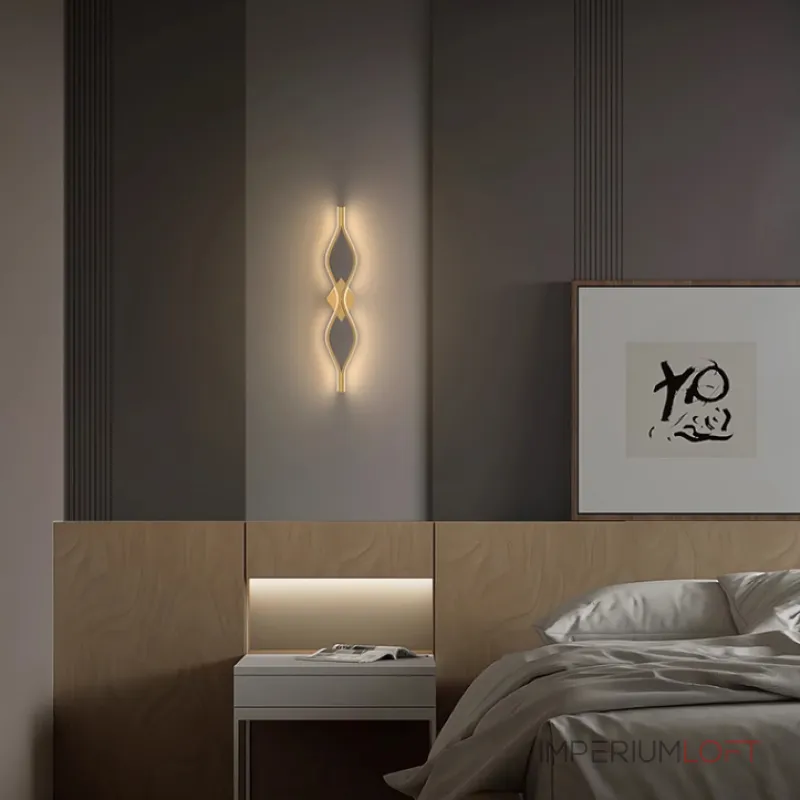 Настенный светильник из двух симметрично изогнутых контурных полос с LED подсветкой Бра JARAND H60 от ImperiumLoft