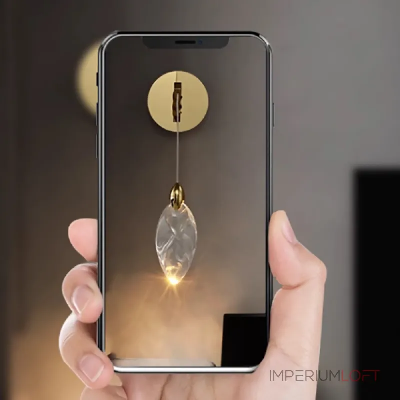 Настенный светильник в виде выгнутого диска с LED подсветкой Бра AQUILA WALL Brass от ImperiumLoft