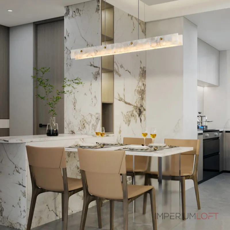 Реечный светильник из двух длинных прямоугольных мраморных пластин с LED-подсветкой JASON L150 от ImperiumLoft