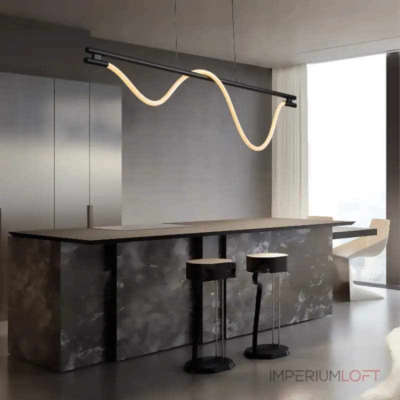 Cерия реечных светильников из латуни с оптическим силикагелем и гибким плетеным волокном GLORIFY OPTIC LUX LONG L120 Black от ImperiumLoft