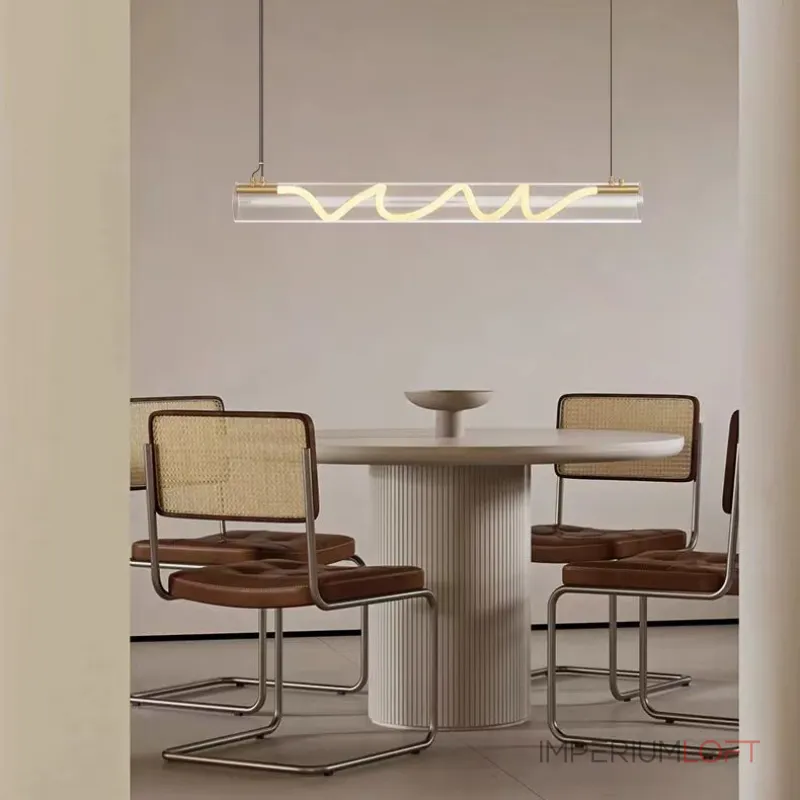 Серия реечных светильников с гибким световым шнуром в оплетке внутри прозрачного цилиндрического плафона GLORIFY OPTIC L150 от ImperiumLoft