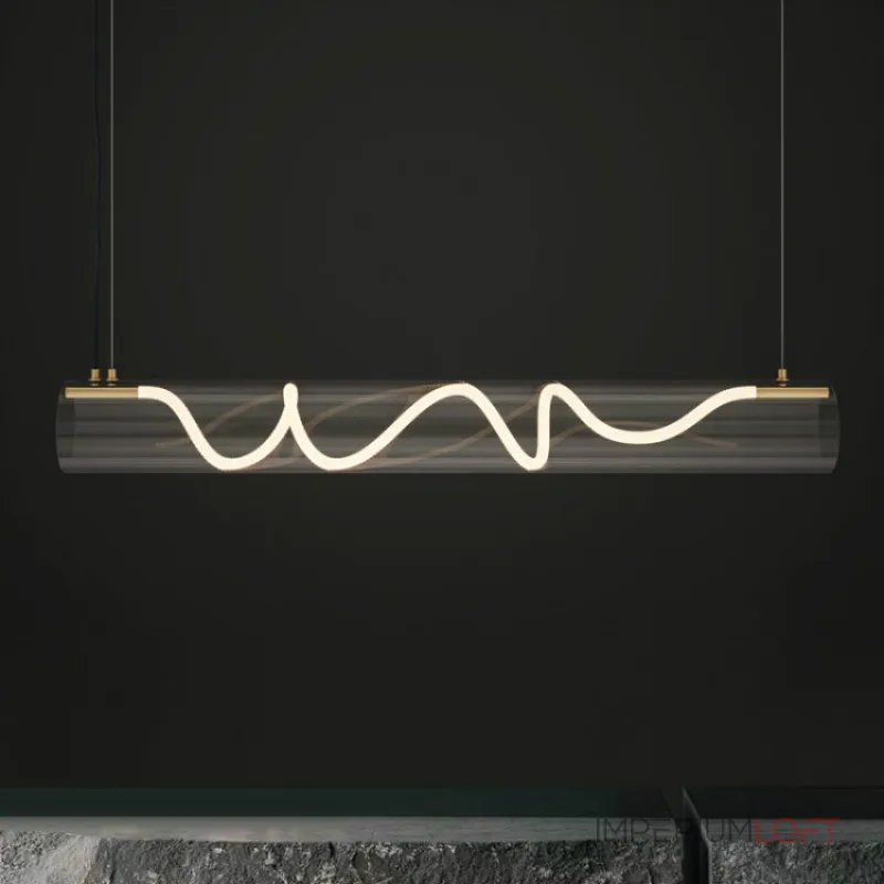 Серия реечных светильников с гибким световым шнуром в оплетке внутри прозрачного цилиндрического плафона GLORIFY OPTIC L150 от ImperiumLoft