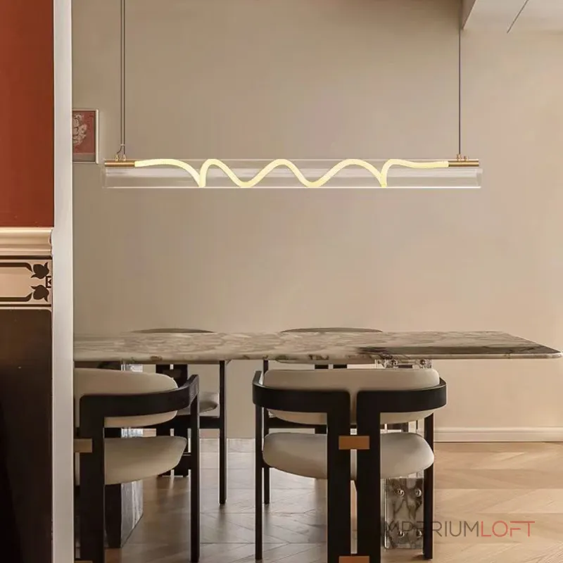 Серия реечных светильников с гибким световым шнуром в оплетке внутри прозрачного цилиндрического плафона GLORIFY OPTIC L150 от ImperiumLoft