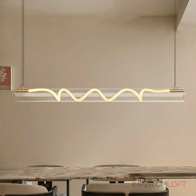 Серия реечных светильников с гибким световым шнуром в оплетке внутри прозрачного цилиндрического плафона GLORIFY OPTIC L150 от ImperiumLoft